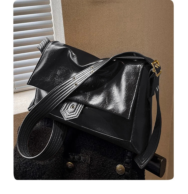 Retro Women's Shoulder Bag 2026 New Simple Large Tote Bag Split Leather + PU Female Soild Crossbody Bag Purse