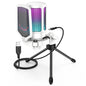 FIFINE USB gaming microphone on a desk, featuring a compact design and adjustable stand for clear streaming audio.