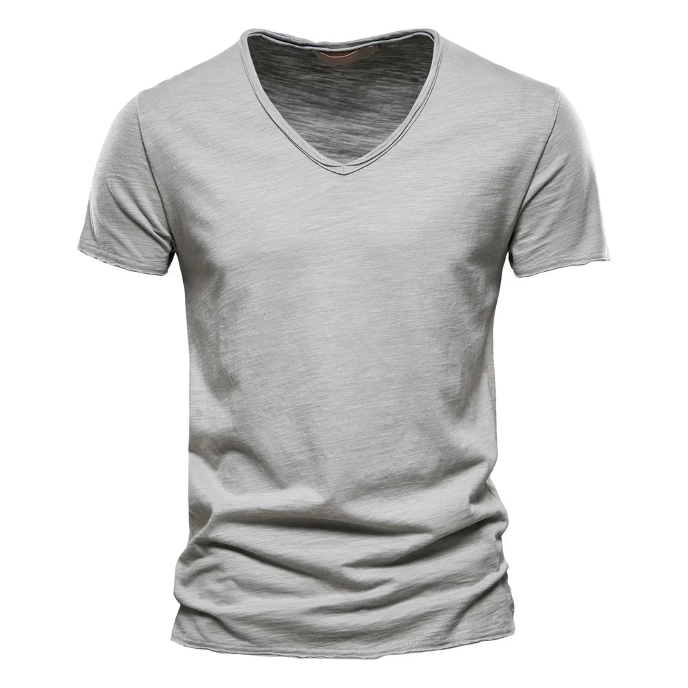 AIOPESON 100% Cotton Men's V-Neck T-Shirts - ShopHub
