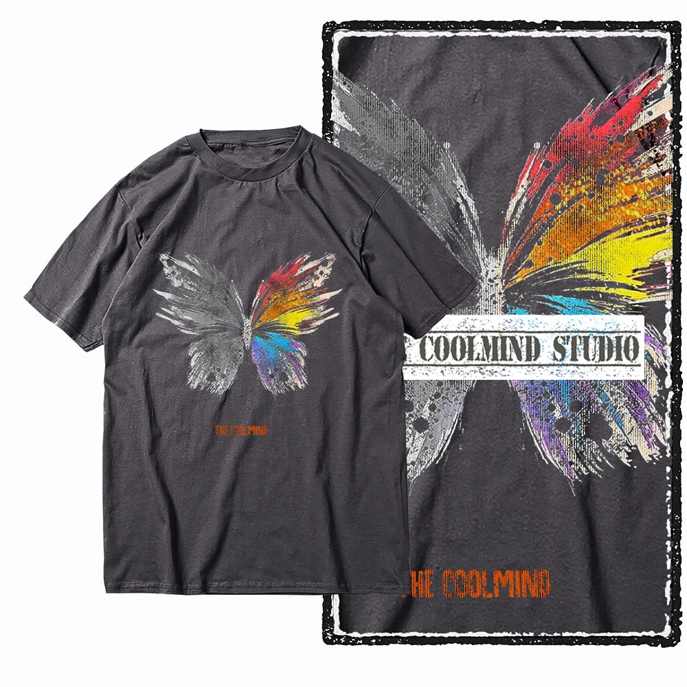 COOLMIND X0111 Butterfly Bliss Graphic Cotton Tee