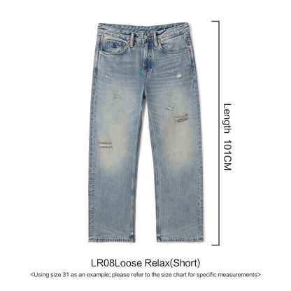 SIMWOOD High Standard 2026 Summer New Loose Relax 14oz Fabric Hole Ripped Jeans Men Vintage Streetwear Fashion Denim Pants