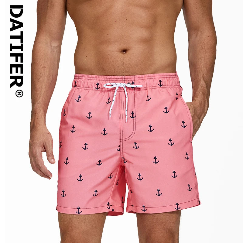 Men's ShopHub NZ sports shorts with colorful polyester print, perfect for beach, surfing, swimming, and fitness activities.