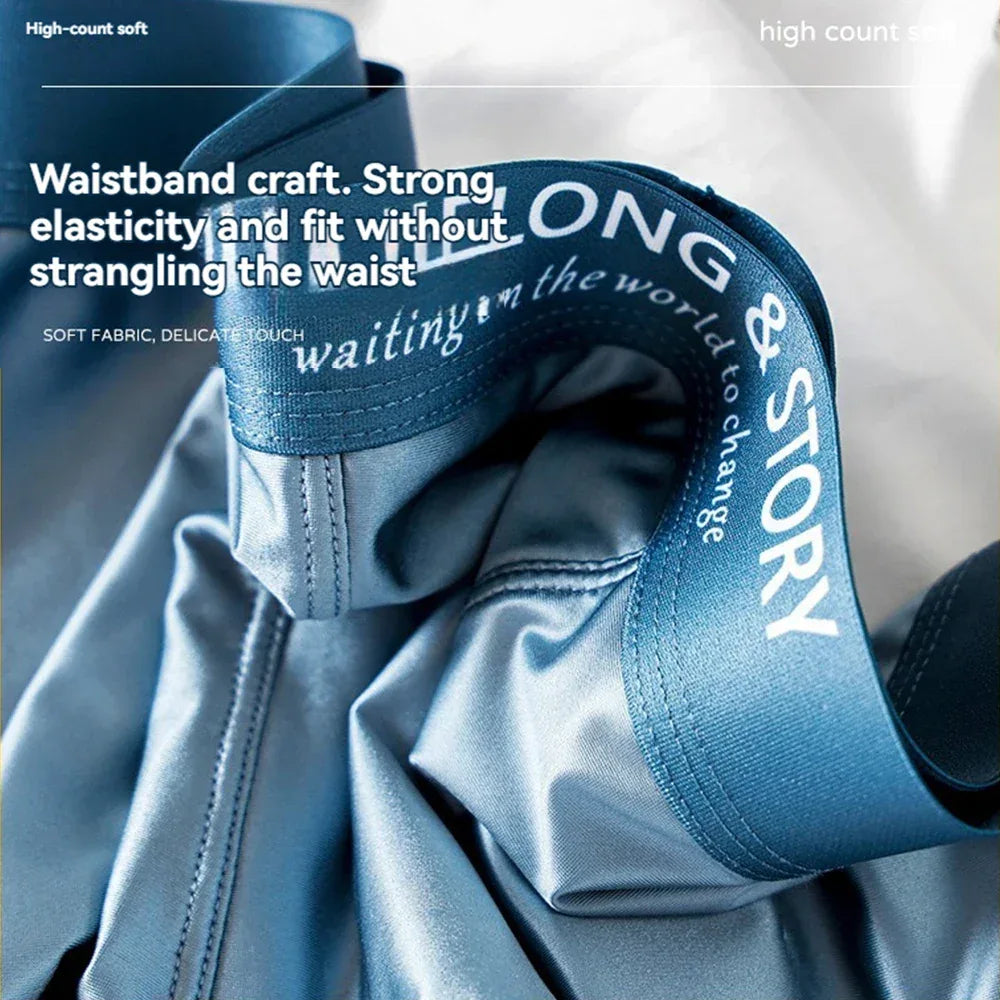 Men's 3 Pack Luxury Ice Silk Satin-like Boxers - ShopHub