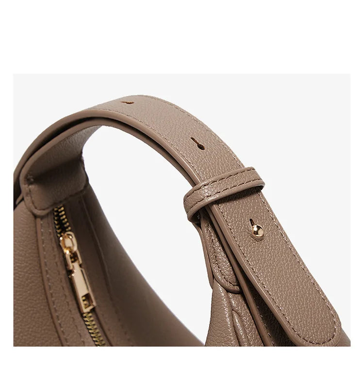 FOXER Women's Shoulder Bag PU Leather New Lady Crescent Underarm Bag Fashion Minimalist Crossbody Bag for Daily Casual Outfit