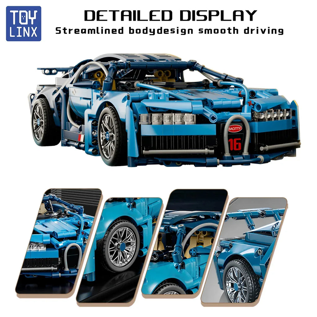 TOYLINX 1:14 Blue Bugatti Car Building Set! - ShopHub
