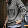 MADEN Grey Letter Jacquard Sweater