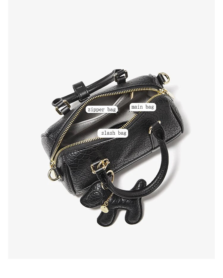 FOXER 2026 New Women's Handbag Fashion Barrel Bag Textured Cowhide Leather Lady Crossbody Bag Casual Commuter Shoulder Purse