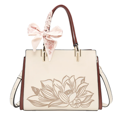 FOXER Luxury Embroidery Women's Handbag Split Leather Elegant Lady Tote Bag Chinese Style Shoulder Bag Best Mother's Day Gift