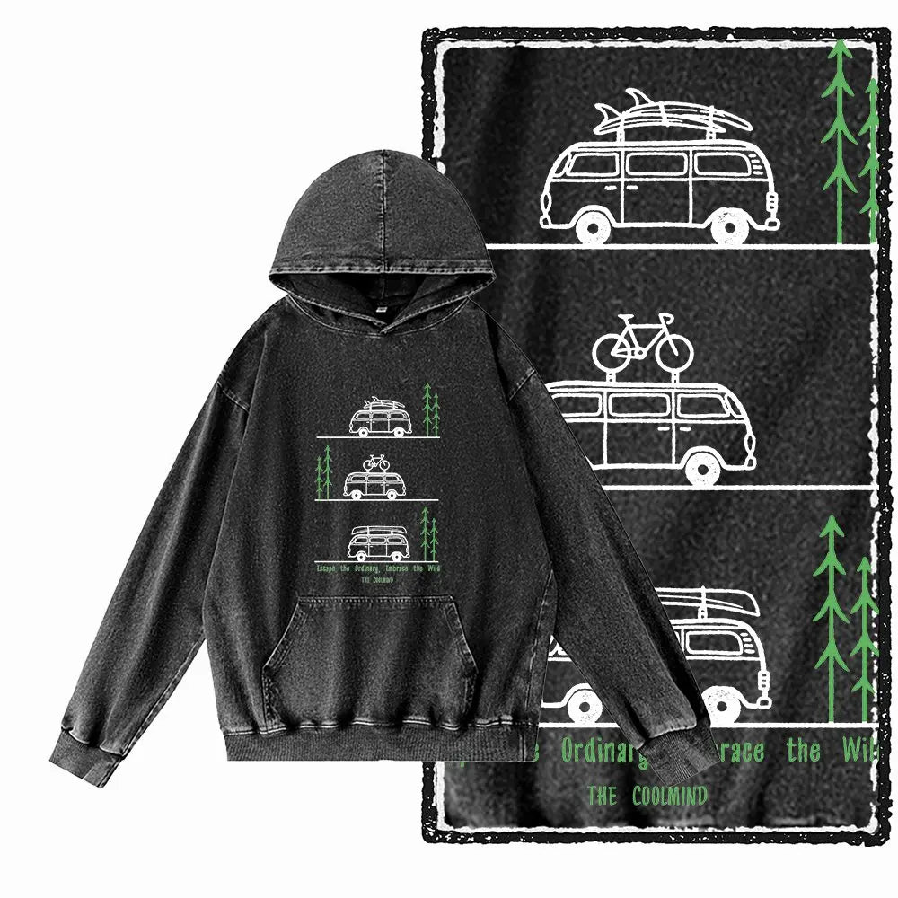 Acid-Washed Black Graphic Hoodie | Vintage Streetwear