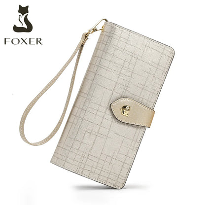 FOXER Split Leather Women's Long Clutch Wallet