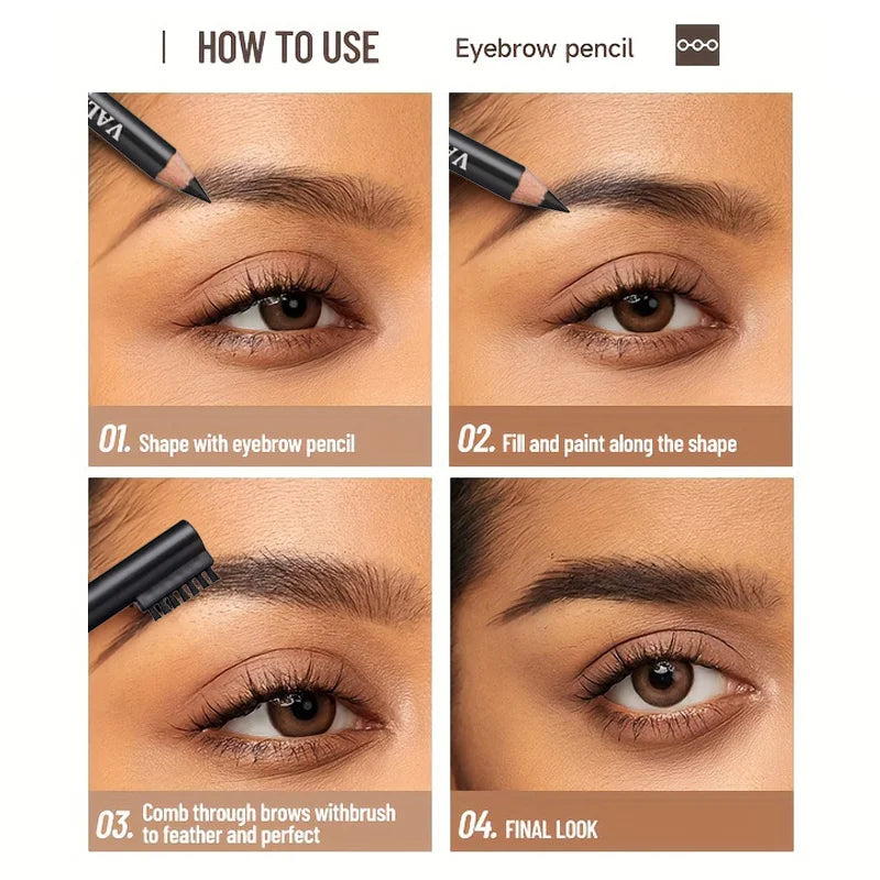 Ultra-fine Wooden Eyebrow Pencils with Brush