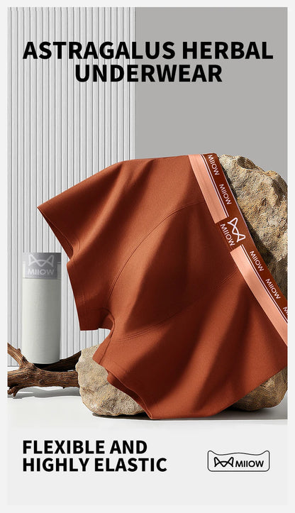 MiiOW 3Pcs Men's Cotton Boxer Shorts Antibacterial Breathable Underwear