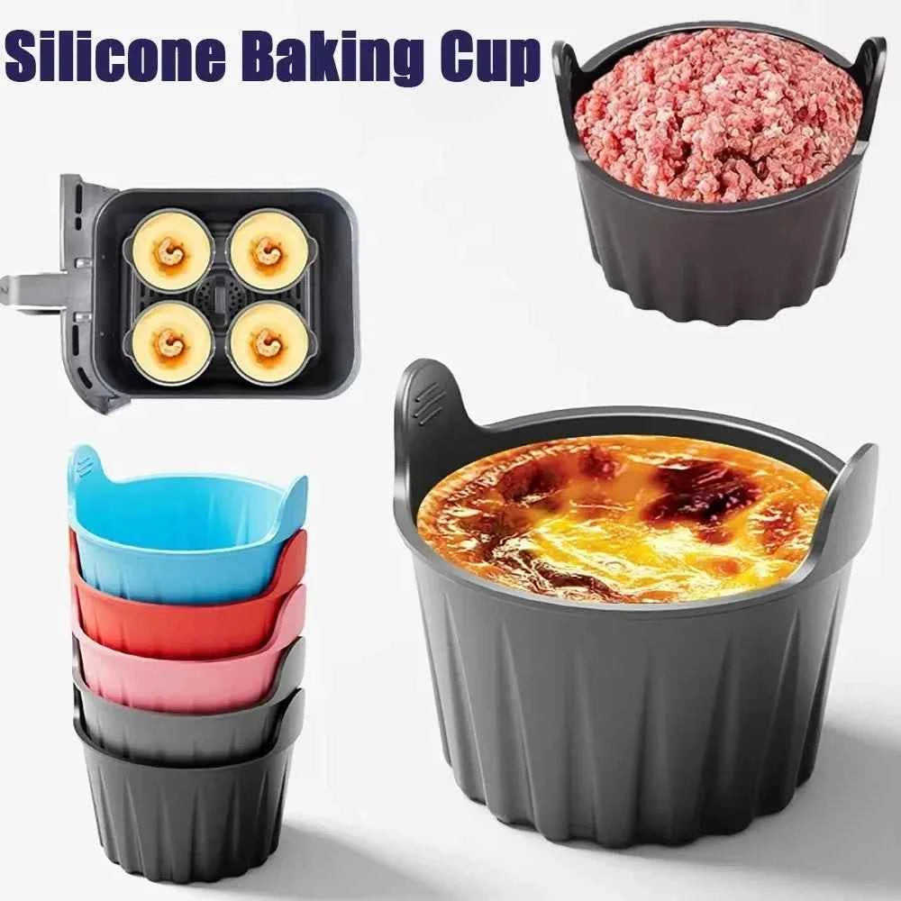 2/4Pcs Silicone Air Fryer Baking Molds Cupcake Cups Muffin Egg Poacher Kitchen Accessories Gadgets Tools Baking Home Moulds