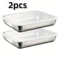 2Pcs Stainless Steel Food Trays with Lids