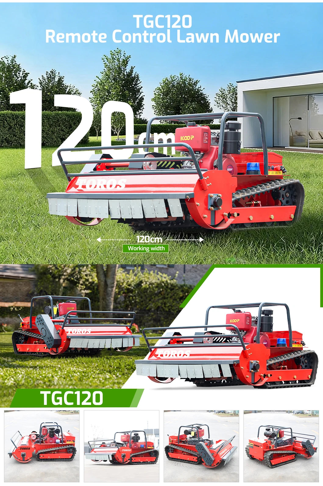 Customized Big Power Diesel Engine Small Robot Grass Cutter Cutting Width 80cm 100cm 120cm Remote Control Crawler Lawn Mower