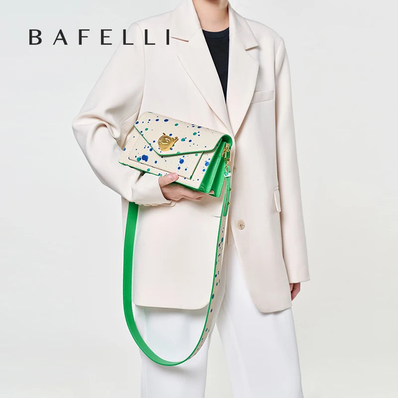 BAFELLI Floral Leather Flap Crossbody Bag