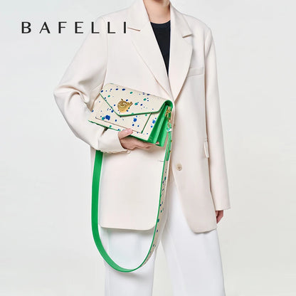 BAFELLI Floral Leather Flap Crossbody Bag