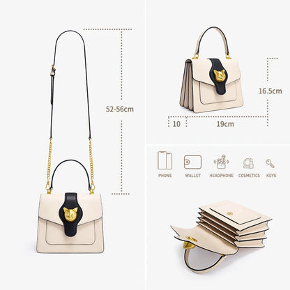 BAFELLI Cat Clasp Genuine Leather Doctor Bag