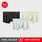 MiiOW Men's Silky Ice Silk Boxers - 3Pcs Antibacterial Seamless Breathable Underwear