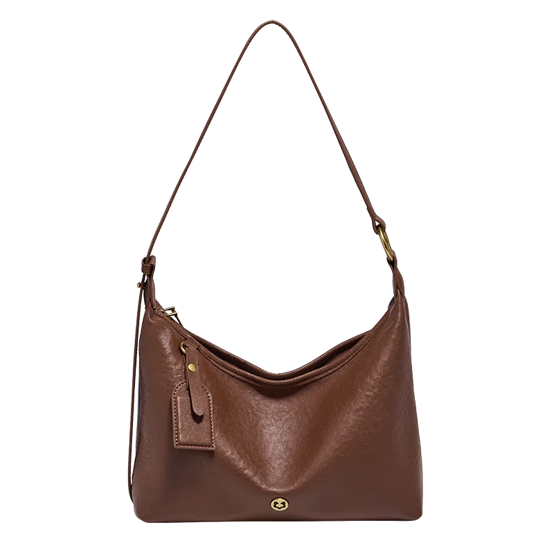FOXER Genuine Leather Hobo Bag Lady Vintage Commuter Shoulder Bag Large Capacity Soft Leather Women Underarm Bag For Daily