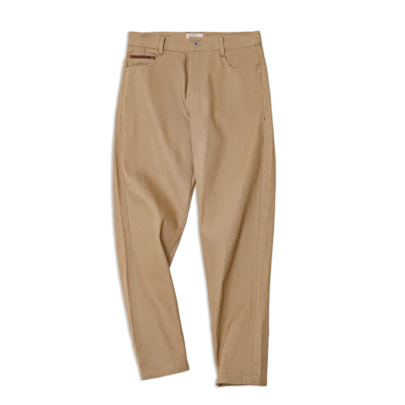 Maden Retro 11.7oz Red-Line Selvedge Raw Denim Jeans for Men's Khaki Well-fitting Straight Pants Mid-waist Casual Fall Trousers