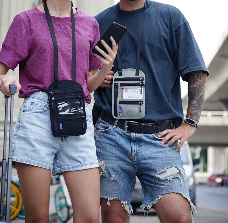 RFID Passport Holder Travel Anti-Theft Neck Pouch