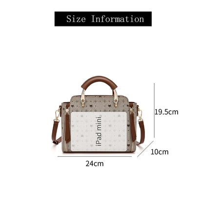 FOXER Vintage Leather Women Handbag Classic Top‑Handle Tote Bag PVC Leather Large Capacity Shoulder Bag Ladies Crossbody Purse