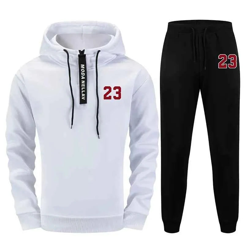 Mens Urban Fashion Tracksuit Set - 2 Piece Half Zip Hoodie & Sweatpants for Streetwear, Perfect Men's Tracksuit Set for Autumn & Winter Casual Sporty Jogging