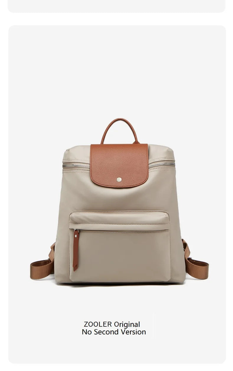 ZOOLER Oxford & Leather Patchwork Backpack