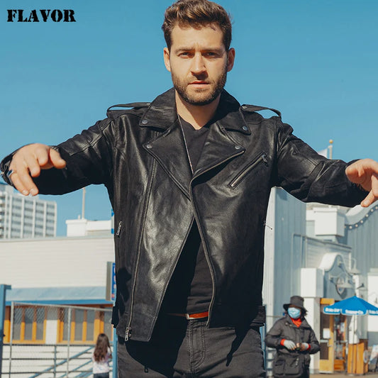 FLAVOR Men's Leather Jacket – Street Classic