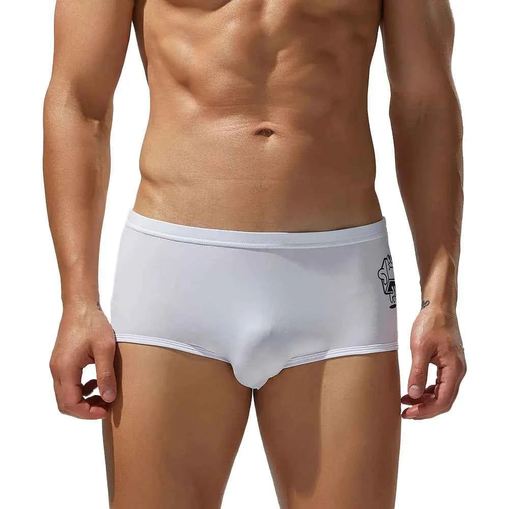 SEOBEAN Men's Ice Silk Underwear with Sexy Cartoon Pattern - Low Waist Half Hollow Boxers