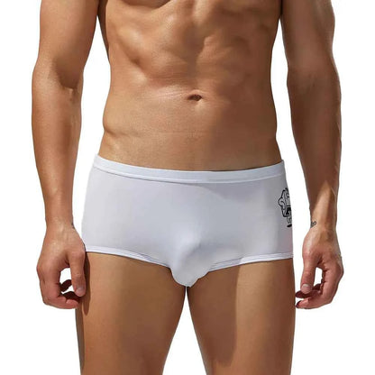 SEOBEAN Men's Ice Silk Underwear with Sexy Cartoon Pattern - Low Waist Half Hollow Boxers
