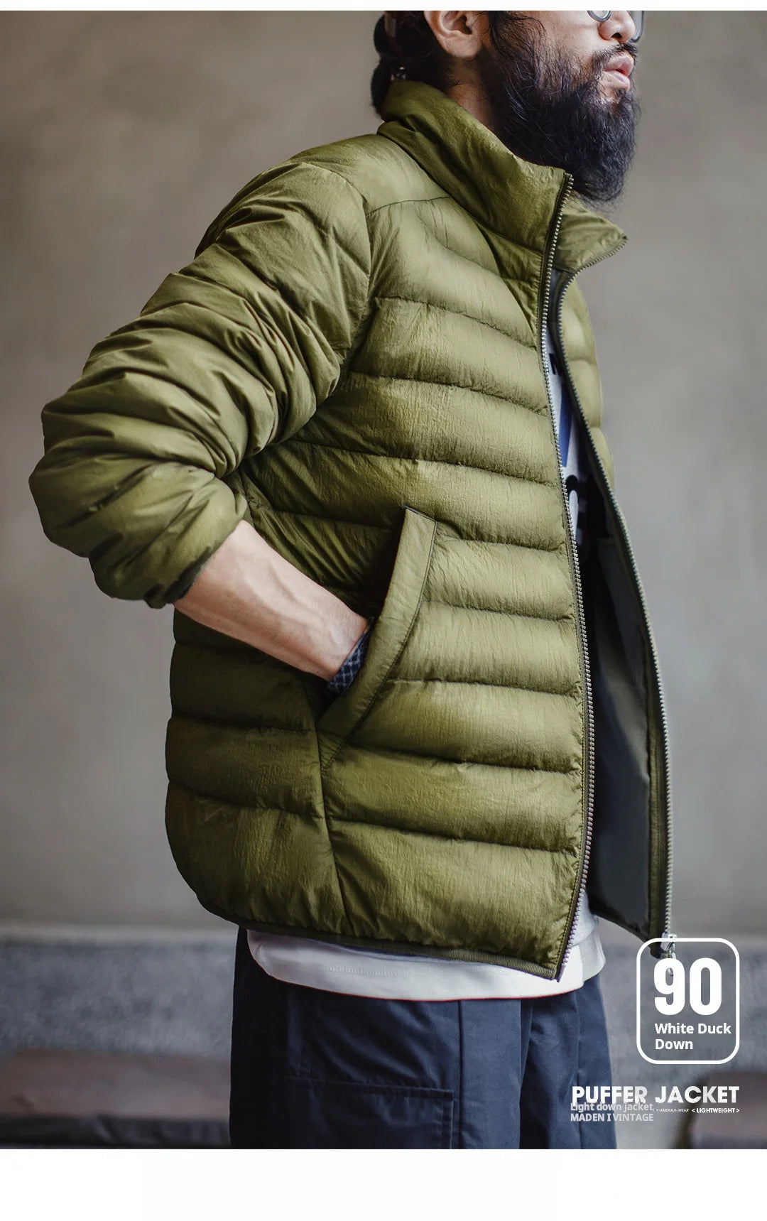 Maden Winter Men's Stand-up Collar Down Jacket