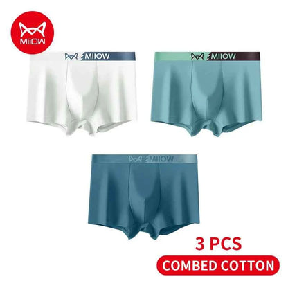 MiiOW Autumn Winter Cotton Men's Underwear Set 7A Antibacterial Crotch Men Panties Skin-friendly Softness Man Boxer Briefs Trunk