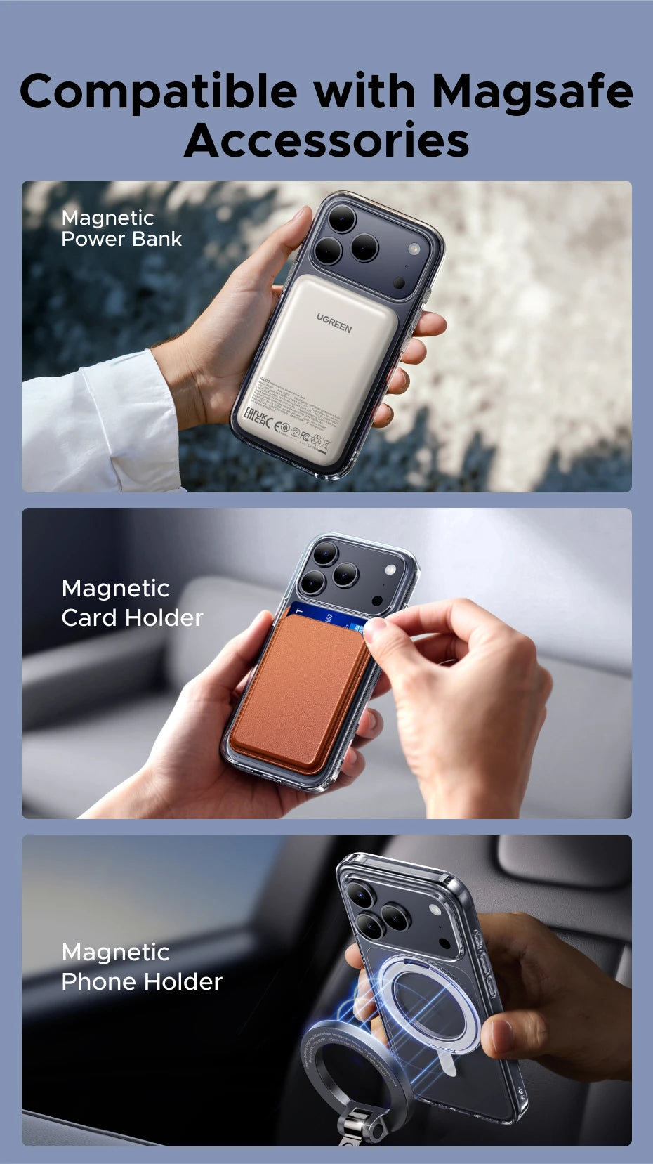 UGREEN for iPhone 17 Pro Max 360° Magnetic Stand Case Cover for iPhone 17pro for Magsafe Rotatable Magnet Kickstand Case