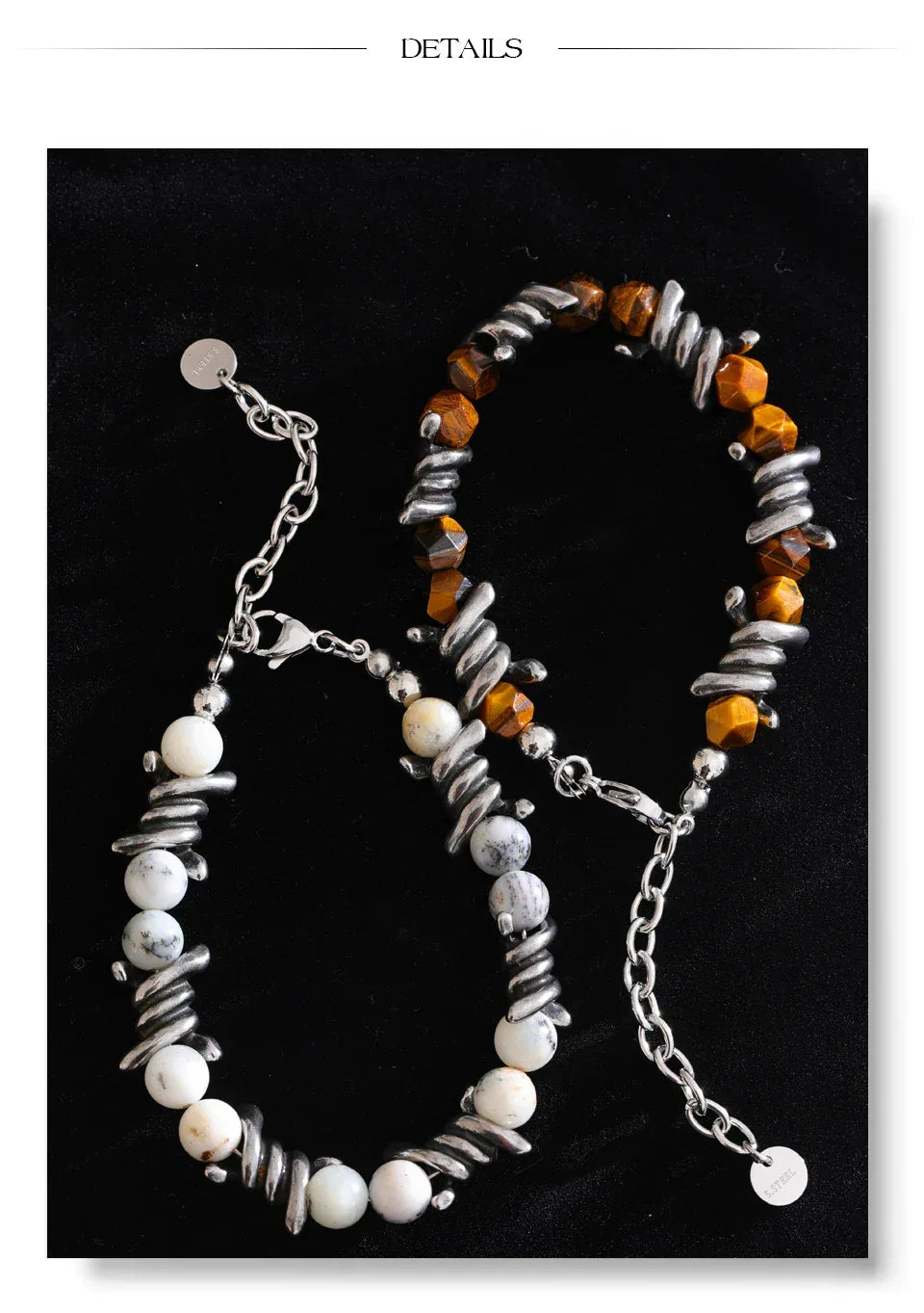 Natural Jade Tiger Stone Chain Men's Bracelet - ShopHub