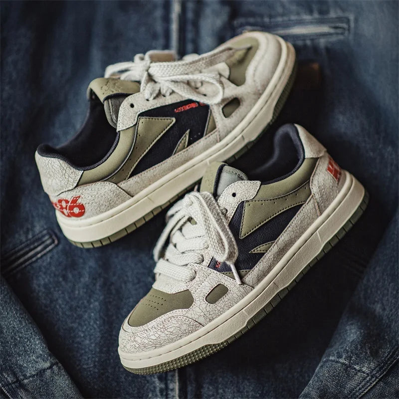 Vintage Crackle Men's Skate-Style Sneakers