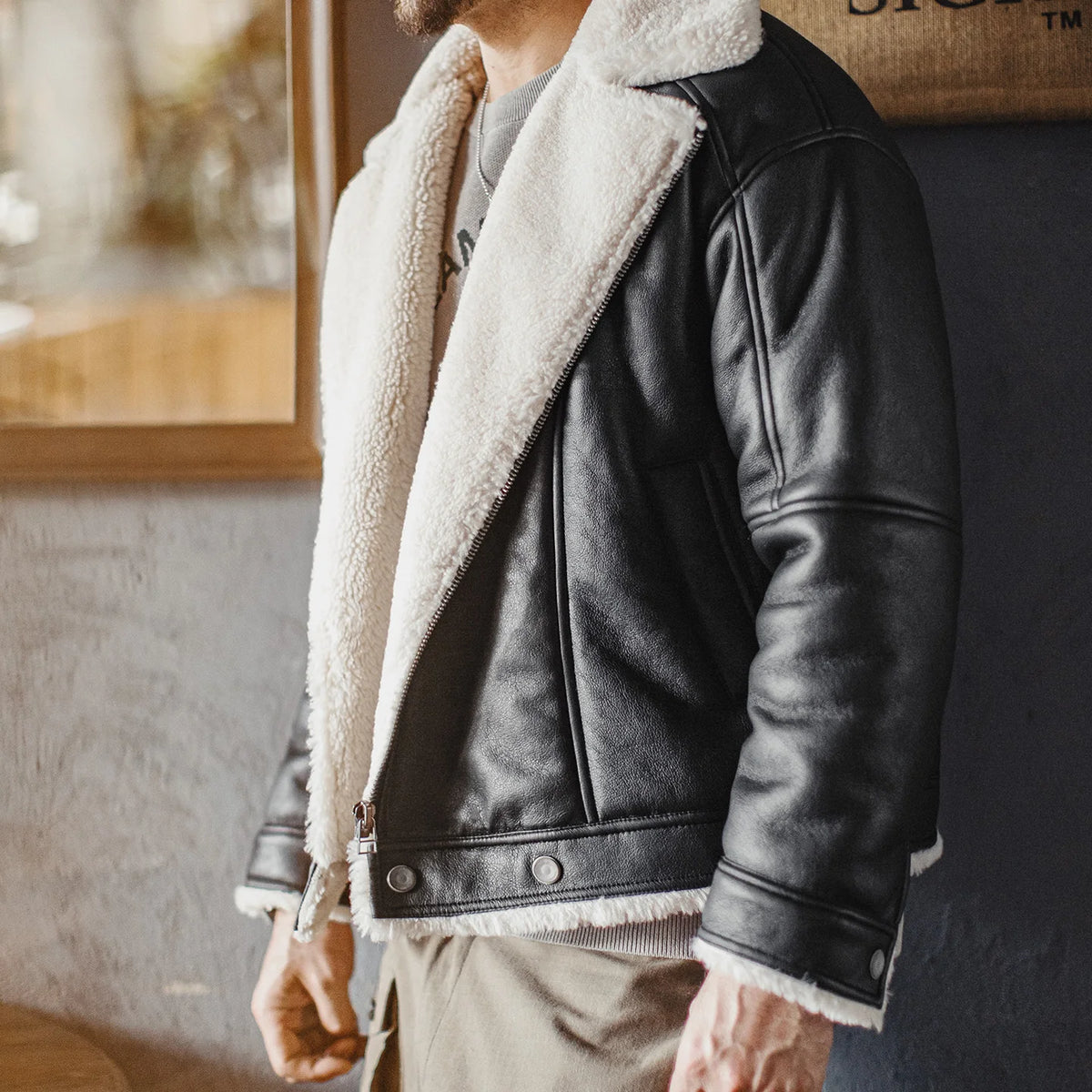 MADEN G1 Sherpa-Lined Flight Jacket | Black