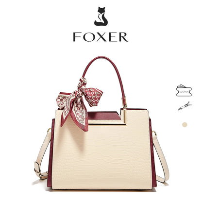 FOXER Luxury Leather Handbag — Premium Cowhide Craftsmanship