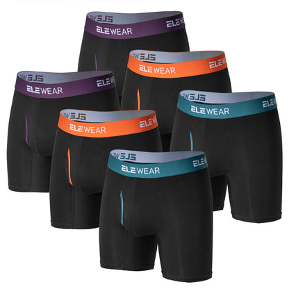 6 Pcs Bamboo Men's Underwear - Breathable Boxershorts with Opening, Plus Size Fashion Underwear