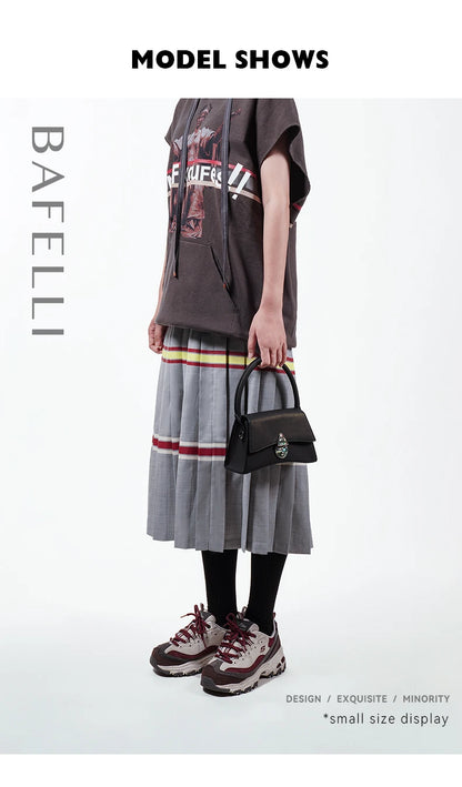 BAFELLI Floral Genuine Leather Half-Moon Bag