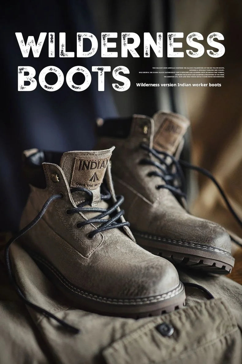 Maden Full Grain Pigskin Leather High Top Work Boots