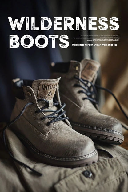Maden Full Grain Pigskin Leather High Top Work Boots