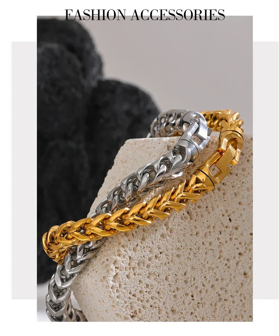 High-Quality Stainless Steel Round Cuban Chain Bracelet - ShopHub