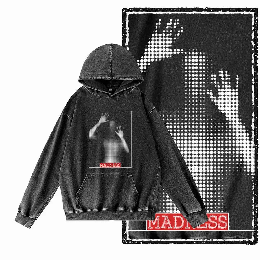 COOLMIND G20 Acid-Washed Black Graphic Hoodie