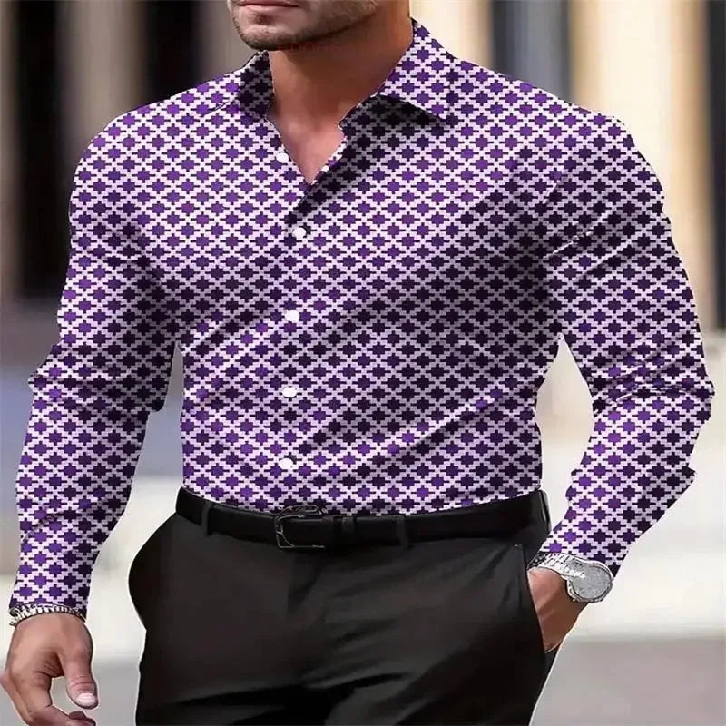 Men's Casual Long-Sleeved Plaid Shirts - ShopHub