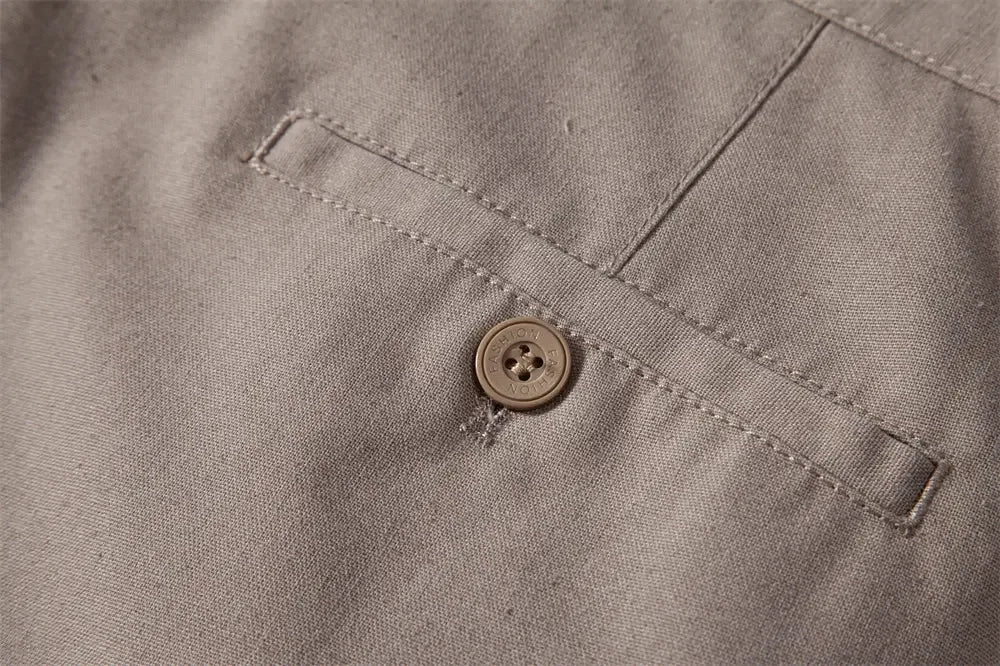 AIOPESON Men's Solid Colour Linen Long Pants - ShopHub