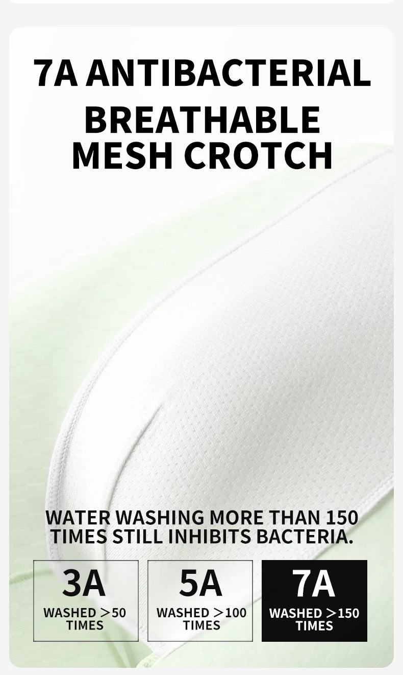 MiiOW Antibacterial Men's Boxer 3Pcs Ice Silk Underwear with Breathable Mesh Crotch