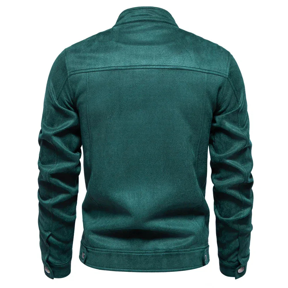 AIOPESON Men's Stand Collar Zip Suede Jackets - ShopHub