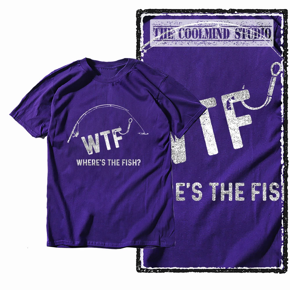 COOLMIND Z1018 Funny Fishing Graphic Cotton Tee